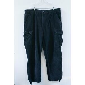 Vans Service Cargo Corduroy Pants Loose Tapered Fit Black Mens Size 40x31 Skater